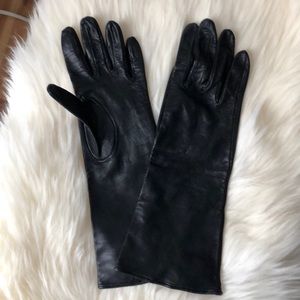 Talbots Soft Black Italian Leather Gloves - Longer length